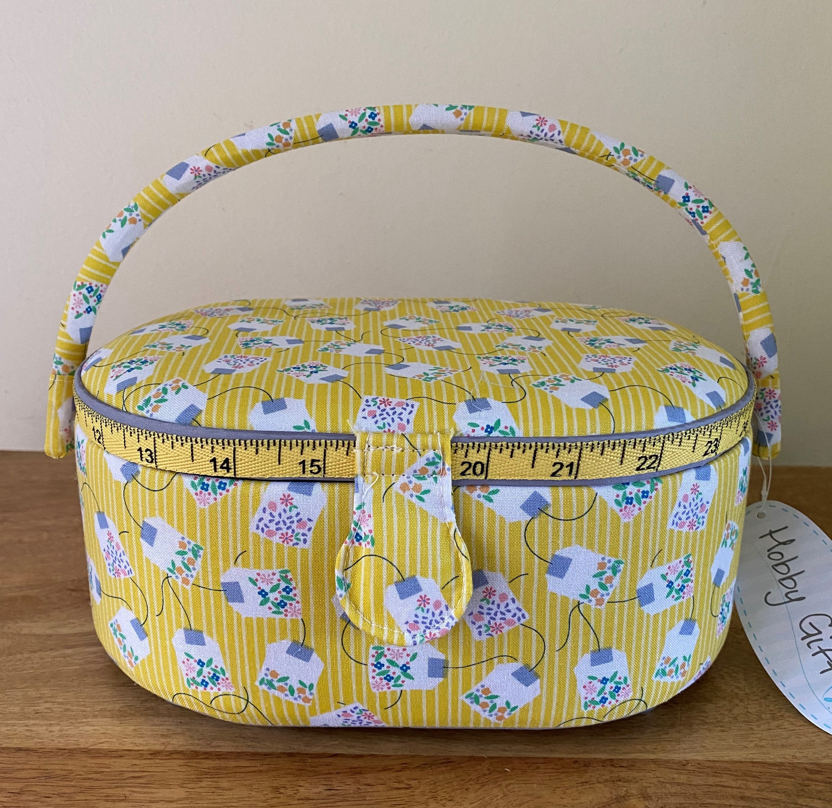 SEWING BASKET 'Lemon Tea' Design OVAL Etsy