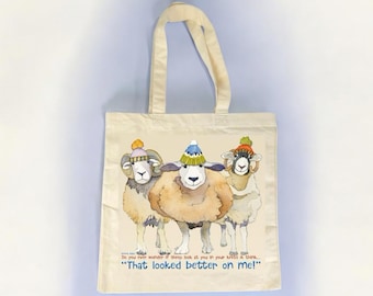 COTTON CANVAS BAG Fun Sheep Design 'That Looked Better on Me'  by Emma Ball