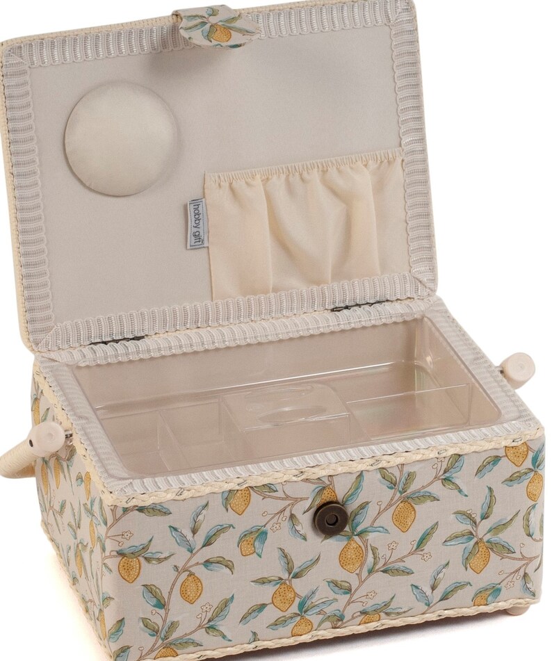 SEWING BASKET 'Morris Lemons' Design Medium Size with Optional Sewing Kit Available image 4