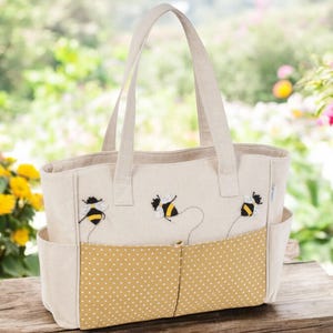 BEE Fabric Craft Bag. Great for Crafts, Knitting & Sewing. Lots of Pockets