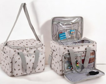 Bee Knitting & Craft Tote Organiser Bee Design Sturdy Bag with Lots of Compartments