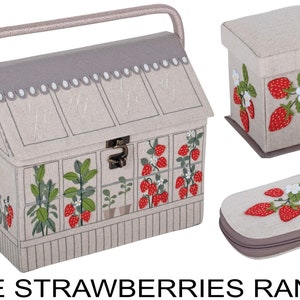 PANIER À COUTURE Serre de fraises Forme unique Superbes fraises appliquées et brodées image 6