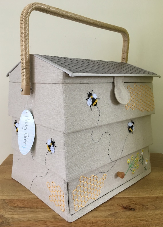 Hobbygift - Bee Hive Sewing Box with Draw - Premium Novelty Collection - 23.5 x