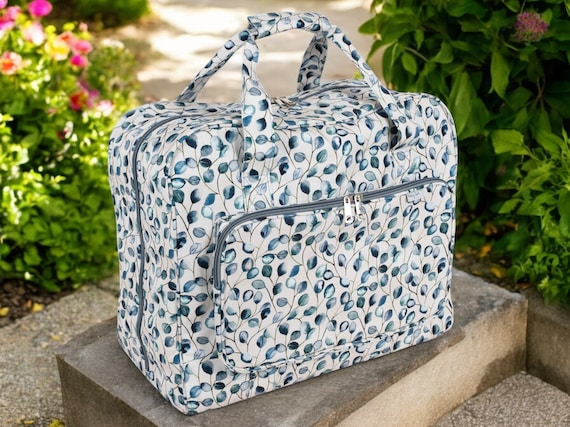 SEWING MACHINE Carry Bag botanical Design Classy Blue Leaf Cotton Etsy UK