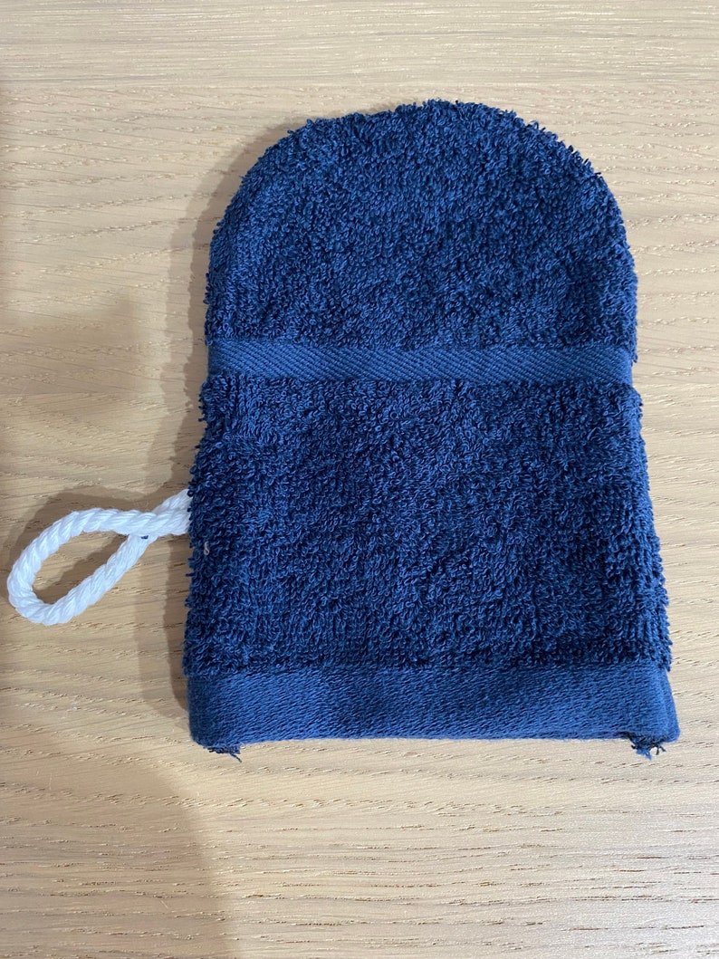 WASH MITTS Pack of 2 Luxury 100% Cotton Towelling NOT Microfibre Navy