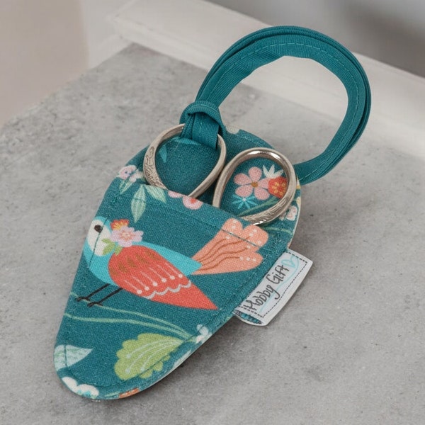 EMBROIDERY SCISSORS in a CASE Bird Aviary Design Fabric Case