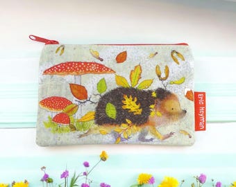 ZIPPED PURSE Hedgehog Design by Emma Ball