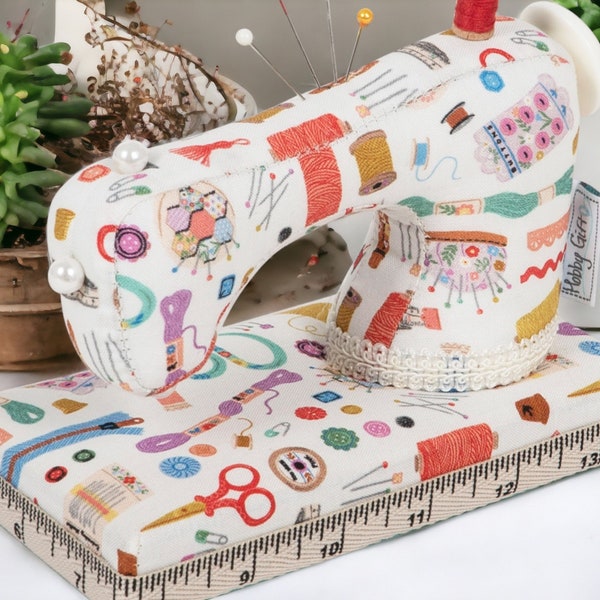 Sewing Machine Shaped Pin Cushion in Haby Notions Fabric Fabulous Design