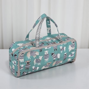 Borsa per maglieria a forma di pecora con tasca frontale per riporre gli aghi fino a 40 cm.
