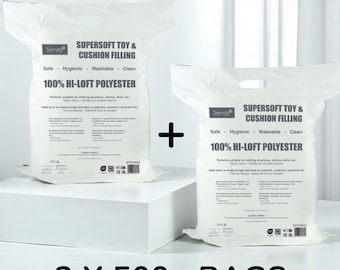 Trimits Super Soft Toy Stuffing 2 x 500g Bags. Premium Polyester Fibre for Crafts & Cushions