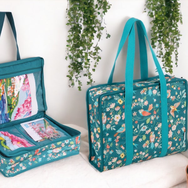 PROJECT & CRAFT BAG Bird Aviary Design Fantastic Storage Bag Lots of Pockets
