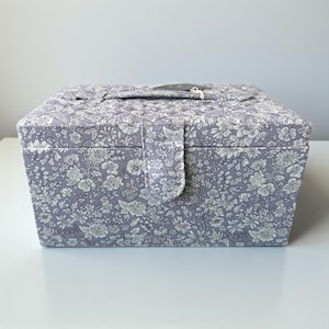 Pretty Liberty Sewing Box in Lilac & White Floral Cotton Print
