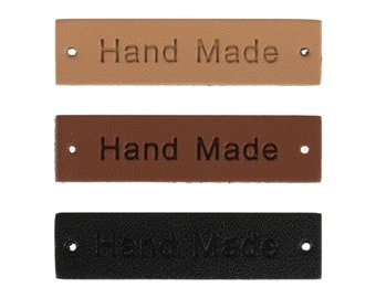 HAND MADE LABELS Real Leather Pack of 6 Black, Brown and Tan