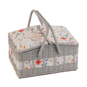 SEWING BASKET Wildflowers Design Large Hamper Style with Twin Lids