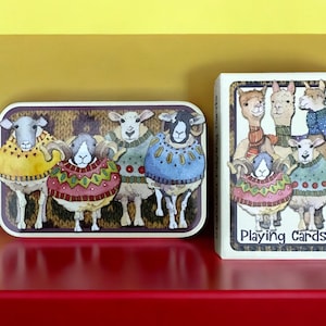 Karty do gry WOOLLY SHEEP & ALPACA z puszką do przechowywania