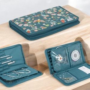 INTERCHANGEABLE NEEDLE & HOOK Case with Storage. Beautiful Bird Aviary Design