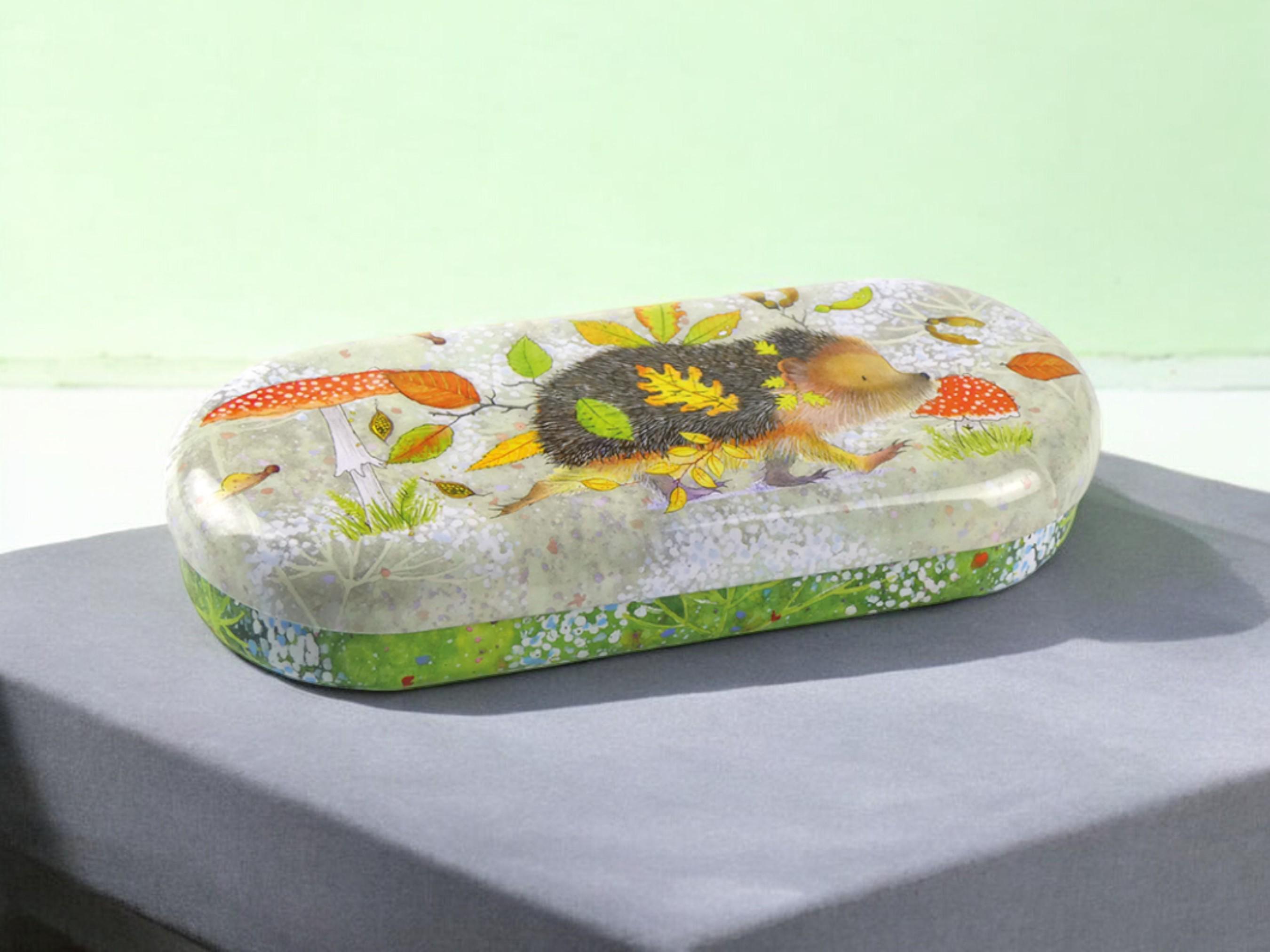 HEDGEHOGS GLASSES CASE by Emma Ball Quality Tin Case with a Soft Felt Lining
