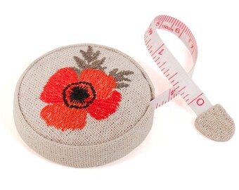 TAPE MEASURE Embroidered Wild Flower Design Cute Sewing Box/Handbag size