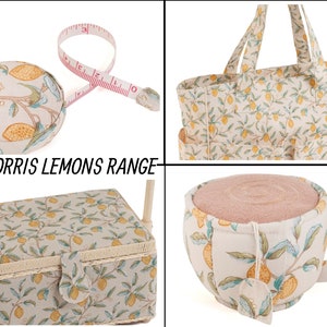 PANIER À COUTURE Motif Morris Lemons de taille moyenne avec kit de couture en option disponible image 10