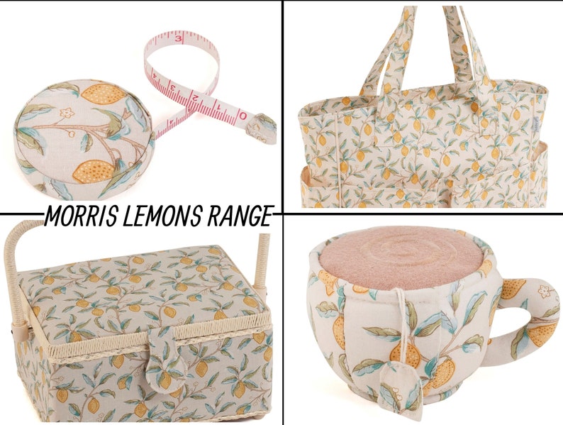 PANIER À COUTURE Motif Morris Lemons de taille moyenne avec kit de couture en option disponible image 10