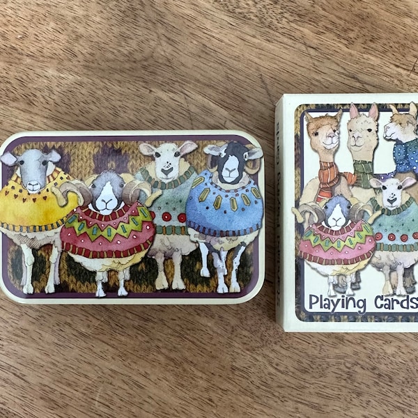 WOOLLY SHEEP & ALPACA Playing Cards with a Storage Tin