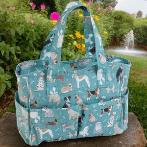 CRAFT BAG Design « Chiens » Beaucoup de poches Coton enduit de PVC