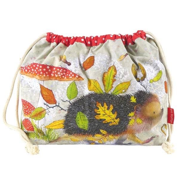 Sac à cordon HEDGEHOG en tricot et crochet par Emma Ball. Conception fantastique de hérisson