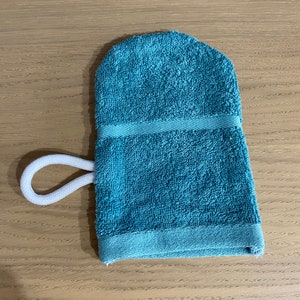 WASH MITTS Pack of 2 Luxury 100% Cotton Towelling NOT Microfibre Teal