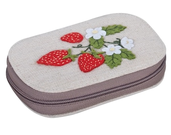 SEWING KIT Strawberry Applique Design with contents in a Zip Case Super Quality