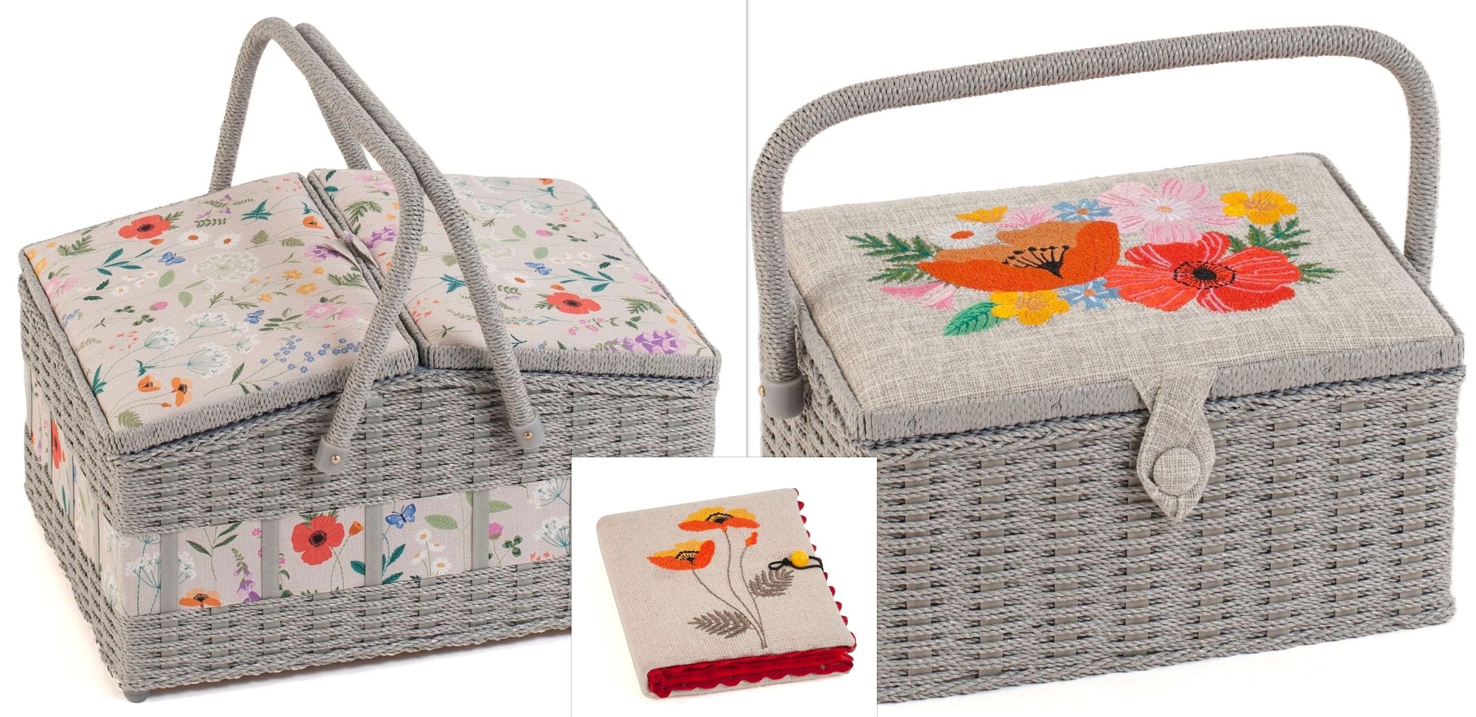 SEWING BASKET Wildflowers Design Large Hamper Style With