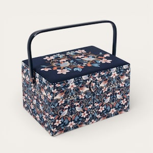 Blossom Birds Sewing Box with Embroidered Lid – Optional Sewing Accessory Kit