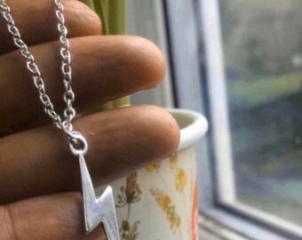 Silver Lightning Bolt Necklace Dainty 