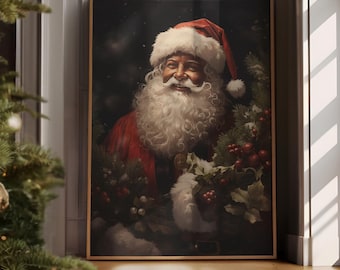 African American Santa Art Print: Christmas Wall Decor (Digital Download)