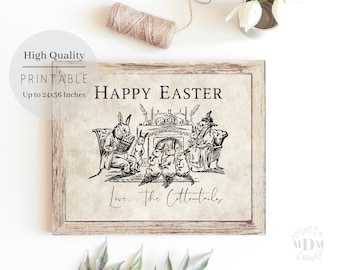Frohe Ostern, Liebe die Baumwollschwanze-Ostern Druckbare Wandkunst- Hase Print-Osterdekoration-Ostern-Vintage Osterdrucke-Digital Osterdrucke