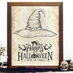 Happy Halloween Printable,Book Page Print,Halloween Poster,Halloween Decor, Trick or Treat ,Halloween Party Sign,Antique look Print, 094 image 4