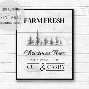 Christmas Printable Farm Fresh Christmas Tree Sign Christmas - Etsy