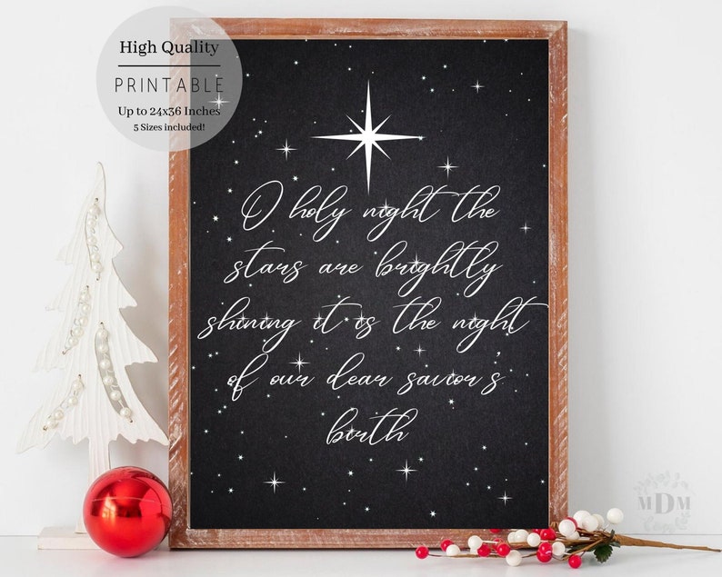 Christmas Printable O Holy Night Printable Wall Decor | Etsy