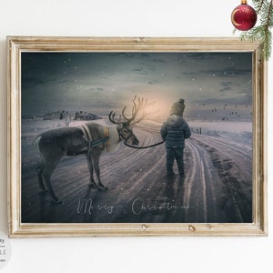 Natal para impressão, arte de parede para impressão de renas, arte de parede de natal, pôster de natal, impressão de natal, natal de fazenda, decoração de natal diy