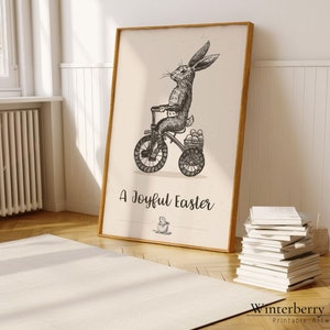 Easter Printable Vintage Bunny-Vintage Easter Bunny prints-Antique Farmhouse Wall Art-Spring Art-Bunny - Instant Download-#244