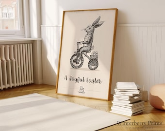 Easter Printable Vintage Bunny-Vintage Easter Bunny prints-Antique Farmhouse Wall Art-Spring Art-Bunny - Instant Download-#244