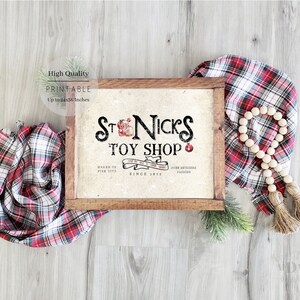 Christmas Printable, Rustic Christmas Wall Decor, Santa's Toy Shop ...