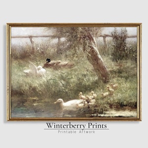 Vintage Duckling Painting: Spring Farmhouse Wall Art (Digital Download)