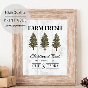 Christmas Printable, Farm Fresh Christmas Tree Sign, Christmas Wall Art ...