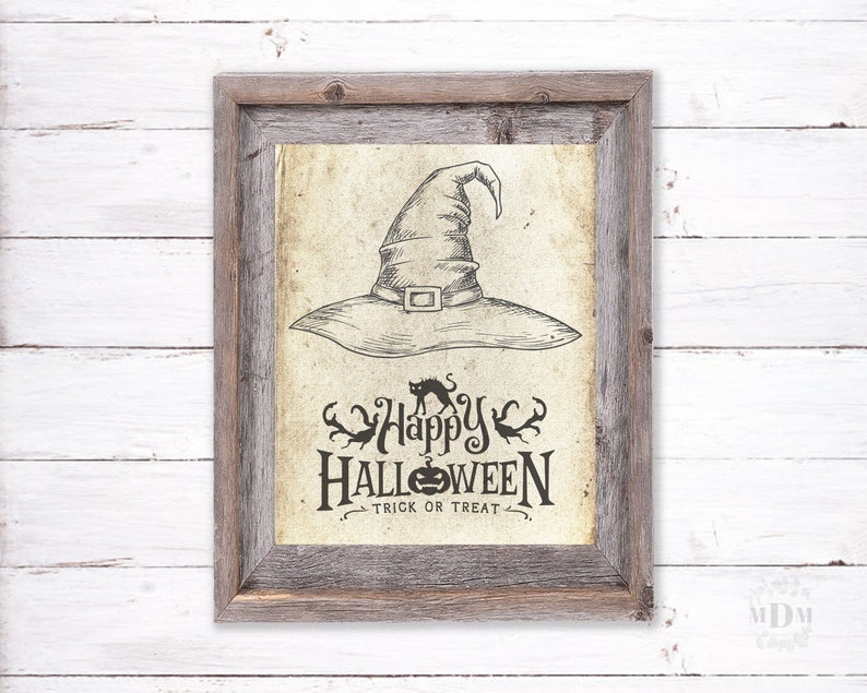 Happy Halloween Printable,Book Page Print,Halloween Poster,Halloween Decor, Trick or Treat ,Halloween Party Sign,Antique look Print, 094 image 3
