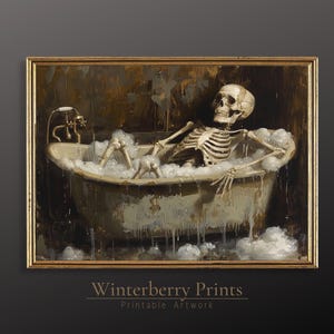Ghost In Bath Tub, Ghost Art Print, Ghost Bathroom, Ghost Painting, Halloween Art, Gothic Painting, Dark Academia, Victorian Wall Art