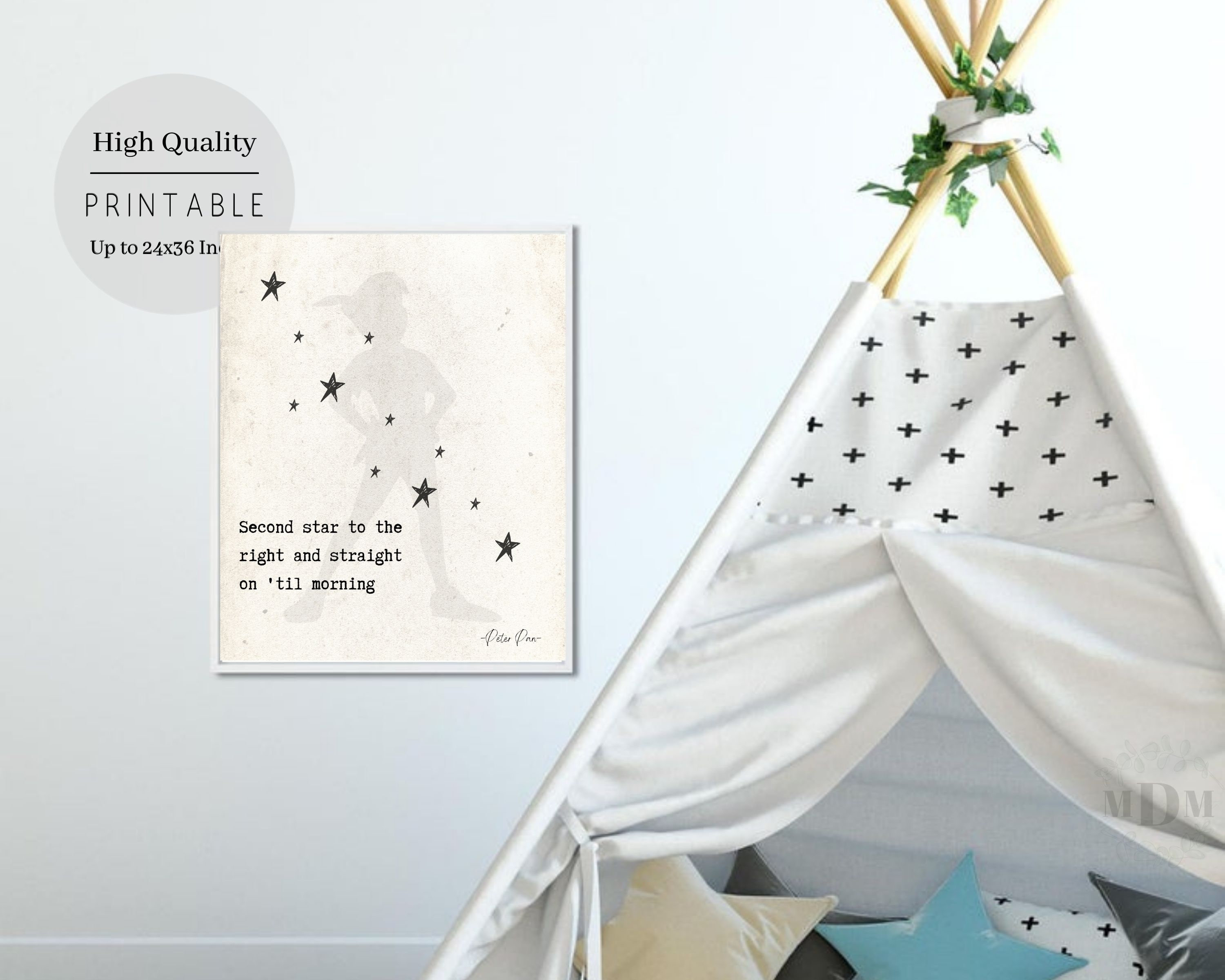 Peter Pan Printable Quote Second Star on the Right Neverland - Etsy