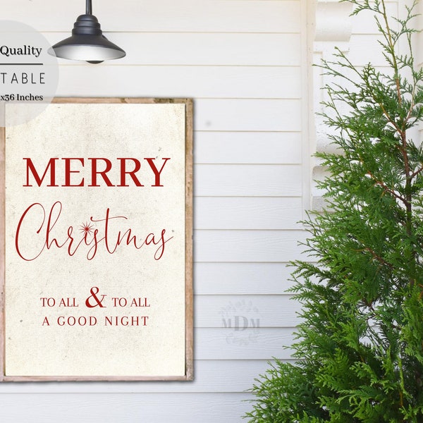 Christmas Printable, Merry Christmas to All and to All a Good Night, Christmas Wall Art,Christmas Poster,Christmas print,Farmhouse Christmas