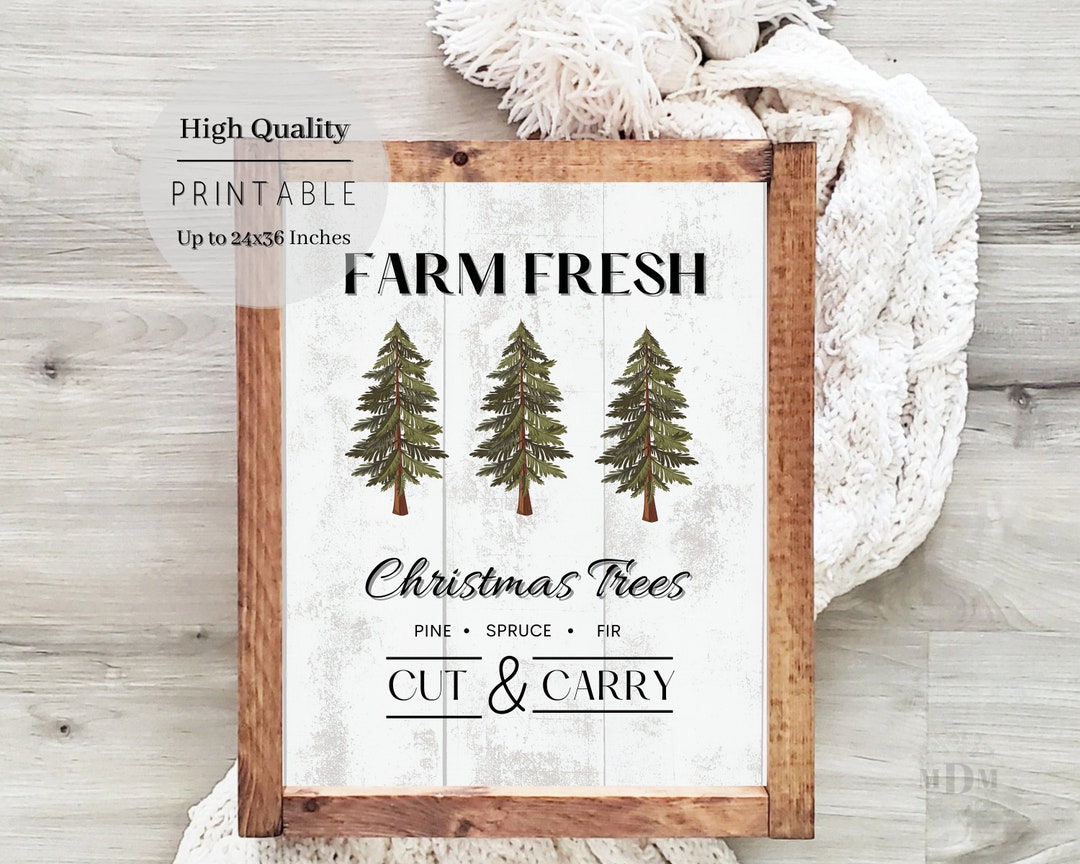 Christmas Printable Farm Fresh Christmas Tree Sign Christmas - Etsy