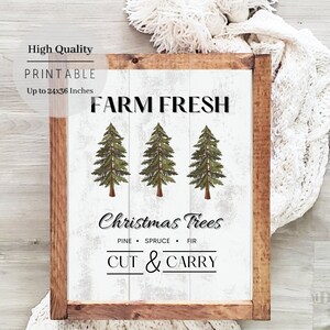 Christmas Printable, Farm Fresh Christmas Tree Sign, Christmas Wall Art ...
