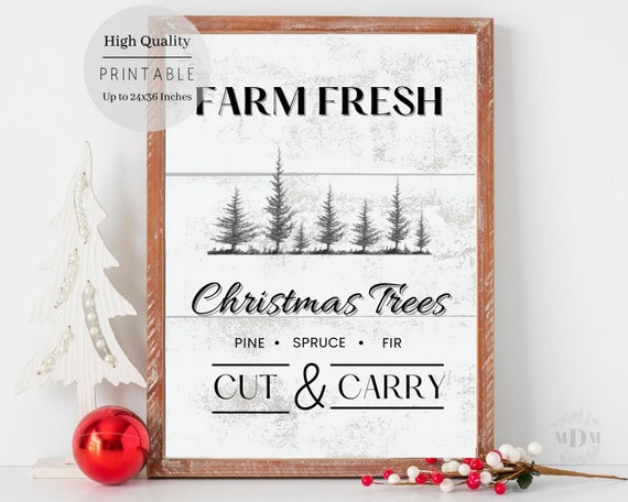 Christmas Printable Farm Fresh Christmas Tree Sign Christmas - Etsy